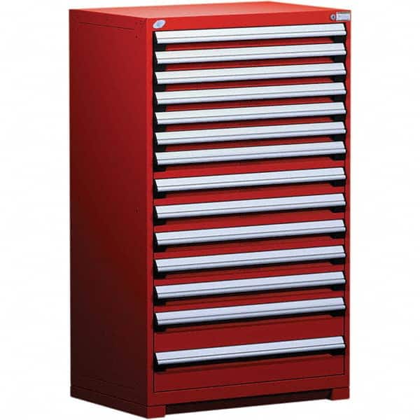 Rousseau Metal - 14 Drawer Flame Red Steel Modular Storage Cabinet - Exact Tooling