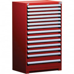 Rousseau Metal - 14 Drawer Flame Red Steel Modular Storage Cabinet - Exact Tooling