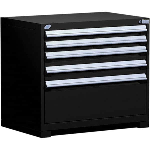 Rousseau Metal - 5 Drawer Black Steel Modular Storage Cabinet - Exact Tooling