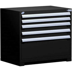 Rousseau Metal - 5 Drawer Black Steel Modular Storage Cabinet - Exact Tooling