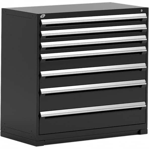 Rousseau Metal - 7 Drawer Black Steel Modular Storage Cabinet - Exact Tooling