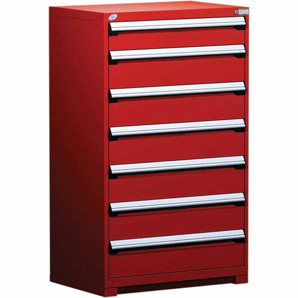 Rousseau Metal - 7 Drawer Flame Red Steel Modular Storage Cabinet - Exact Tooling