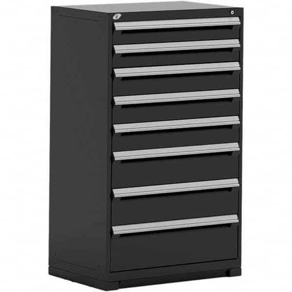 Rousseau Metal - 8 Drawer Black Steel Modular Storage Cabinet - Exact Tooling
