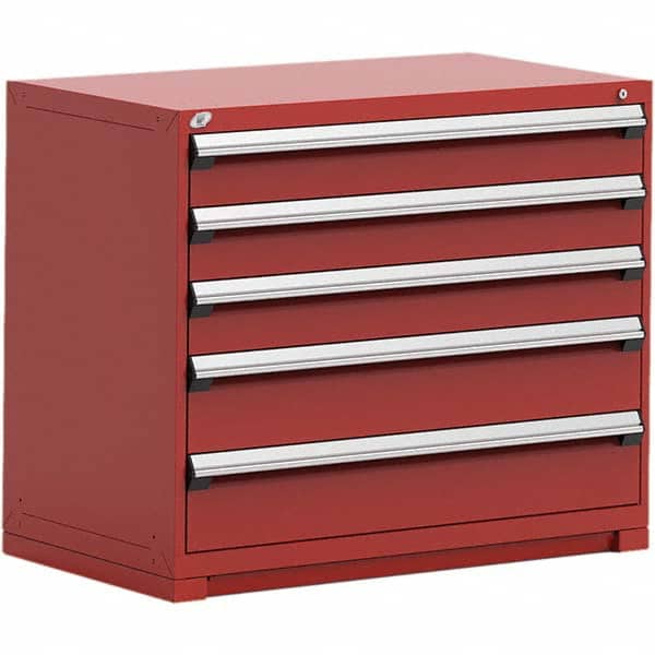 Rousseau Metal - 5 Drawer Flame Red Steel Modular Storage Cabinet - Exact Tooling