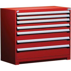 Rousseau Metal - 7 Drawer Flame Red Steel Modular Storage Cabinet - Exact Tooling