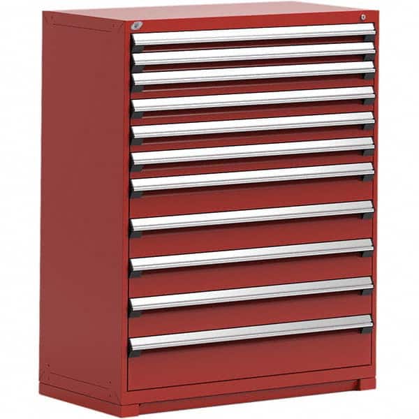 Rousseau Metal - 11 Drawer Flame Red Steel Modular Storage Cabinet - Exact Tooling