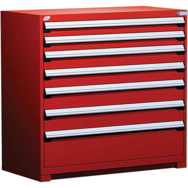 Rousseau Metal - 7 Drawer Flame Red Steel Modular Storage Cabinet - Exact Tooling