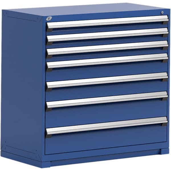 Rousseau Metal - 7 Drawer Avalanche Blue Steel Modular Storage Cabinet - Exact Tooling