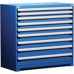 Rousseau Metal - 9 Drawer Avalanche Blue Steel Modular Storage Cabinet - Exact Tooling