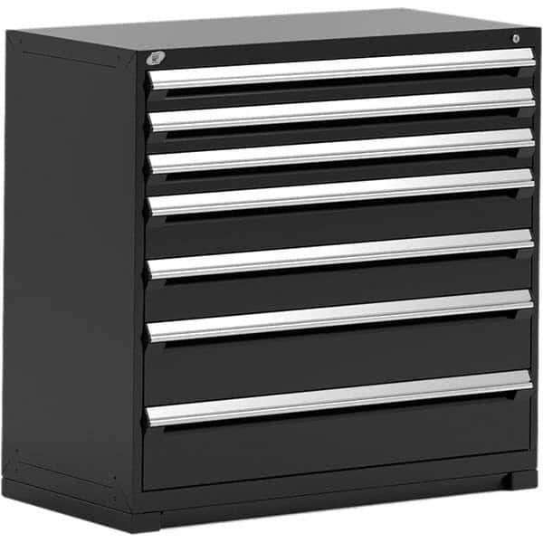 Rousseau Metal - 7 Drawer Black Steel Modular Storage Cabinet - Exact Tooling