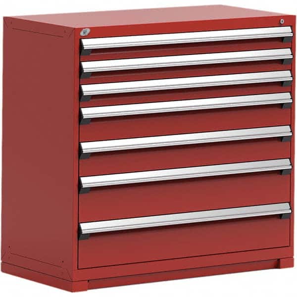 Rousseau Metal - 7 Drawer Flame Red Steel Modular Storage Cabinet - Exact Tooling