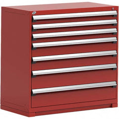 Rousseau Metal - 7 Drawer Flame Red Steel Modular Storage Cabinet - Exact Tooling