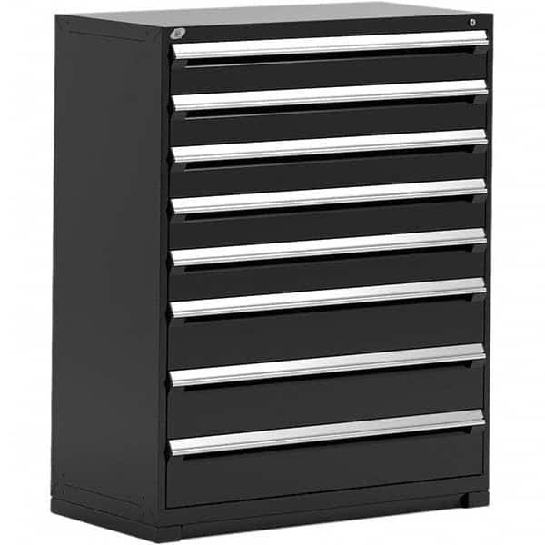 Rousseau Metal - 8 Drawer Black Steel Modular Storage Cabinet - Exact Tooling
