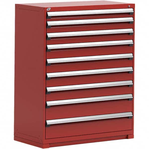 Rousseau Metal - 9 Drawer Flame Red Steel Modular Storage Cabinet - Exact Tooling