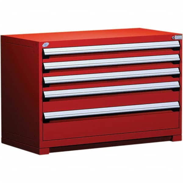 Rousseau Metal - 5 Drawer Flame Red Steel Modular Storage Cabinet - Exact Tooling