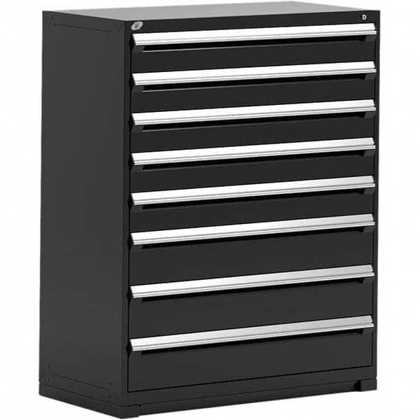 Rousseau Metal - 8 Drawer Black Steel Modular Storage Cabinet - Exact Tooling