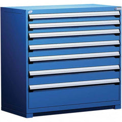 Rousseau Metal - 7 Drawer Avalanche Blue Steel Modular Storage Cabinet - Exact Tooling