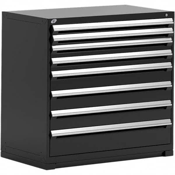 Rousseau Metal - 8 Drawer Black Steel Modular Storage Cabinet - Exact Tooling