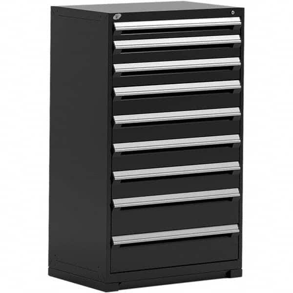 Rousseau Metal - 9 Drawer Black Steel Modular Storage Cabinet - Exact Tooling