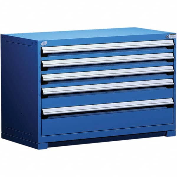 Rousseau Metal - 5 Drawer Avalanche Blue Steel Modular Storage Cabinet - Exact Tooling