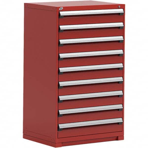 Rousseau Metal - 9 Drawer Flame Red Steel Modular Storage Cabinet - Exact Tooling