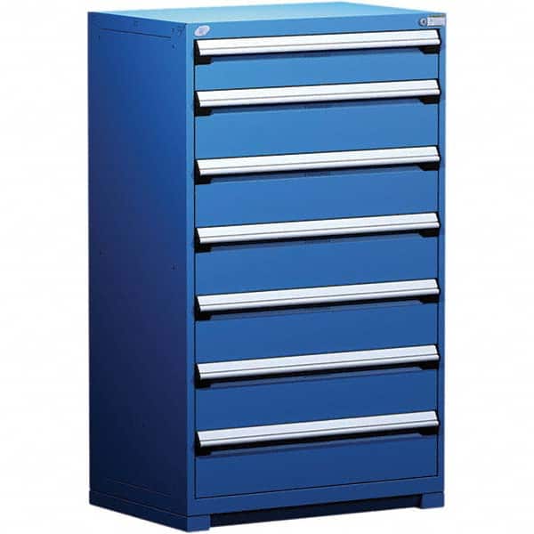Rousseau Metal - 7 Drawer Avalanche Blue Steel Modular Storage Cabinet - Exact Tooling