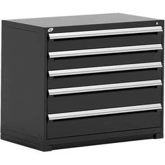 Rousseau Metal - 5 Drawer Black Steel Modular Storage Cabinet - Exact Tooling