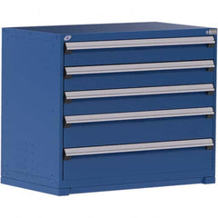Rousseau Metal - 5 Drawer Avalanche Blue Steel Modular Storage Cabinet - Exact Tooling