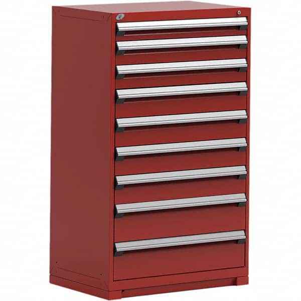 Rousseau Metal - 9 Drawer Flame Red Steel Modular Storage Cabinet - Exact Tooling