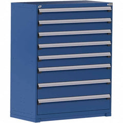 Rousseau Metal - 8 Drawer Avalanche Blue Steel Modular Storage Cabinet - Exact Tooling