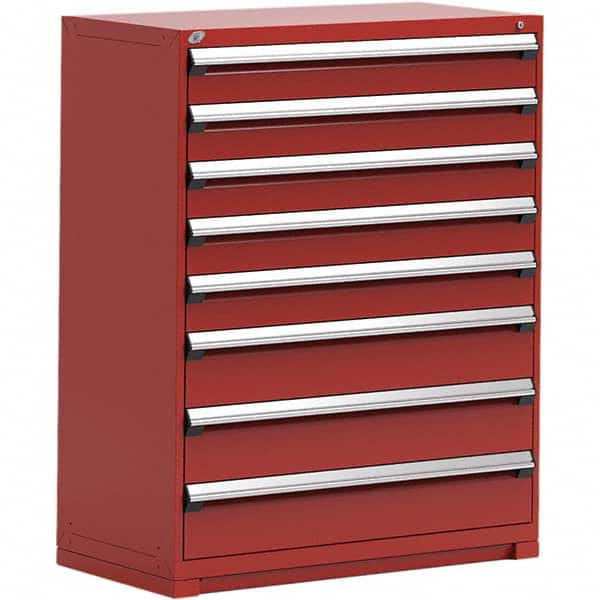 Rousseau Metal - 8 Drawer Flame Red Steel Modular Storage Cabinet - Exact Tooling