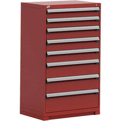Rousseau Metal - 8 Drawer Flame Red Steel Modular Storage Cabinet - Exact Tooling