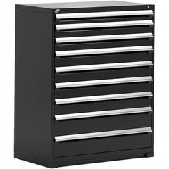 Rousseau Metal - 9 Drawer Black Steel Modular Storage Cabinet - Exact Tooling