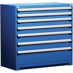 Rousseau Metal - 7 Drawer Avalanche Blue Steel Modular Storage Cabinet - Exact Tooling