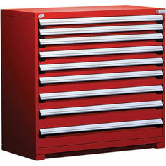 Rousseau Metal - 9 Drawer Flame Red Steel Modular Storage Cabinet - Exact Tooling