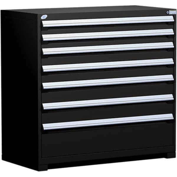 Rousseau Metal - 7 Drawer Black Steel Modular Storage Cabinet - Exact Tooling
