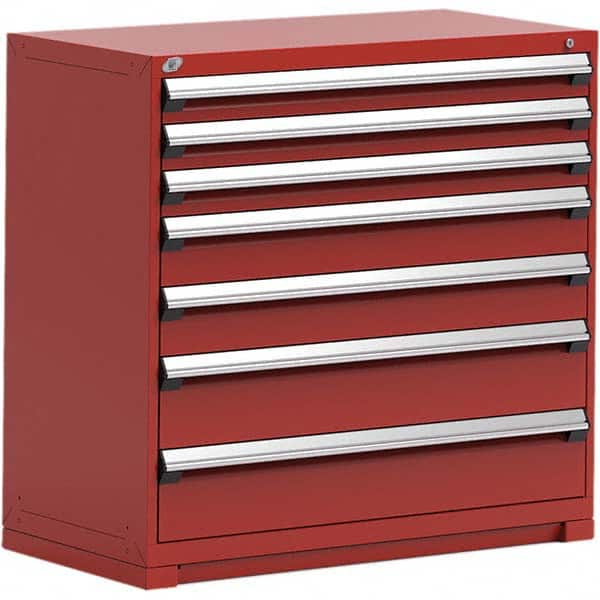 Rousseau Metal - 7 Drawer Flame Red Steel Modular Storage Cabinet - Exact Tooling