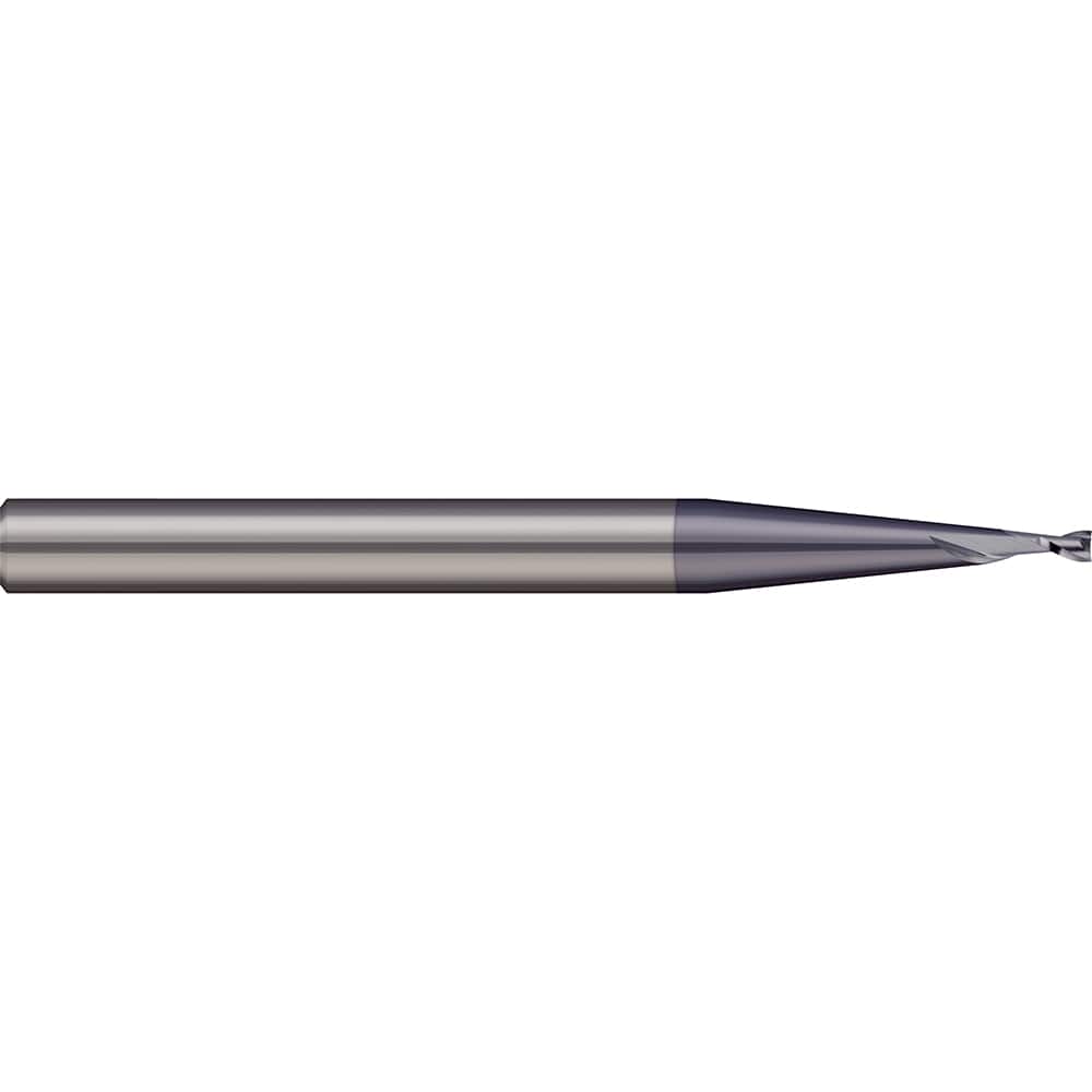 Micro 100 - Square End Mills; Mill Diameter (Decimal Inch): 0.0100 ; Length of Cut (Inch): 1/64 ; Length of Cut (Decimal Inch): 0.0150 ; Material: Solid Carbide ; Finish/Coating: AlTiN ; Shank Diameter (Inch): 1/8 - Exact Tooling