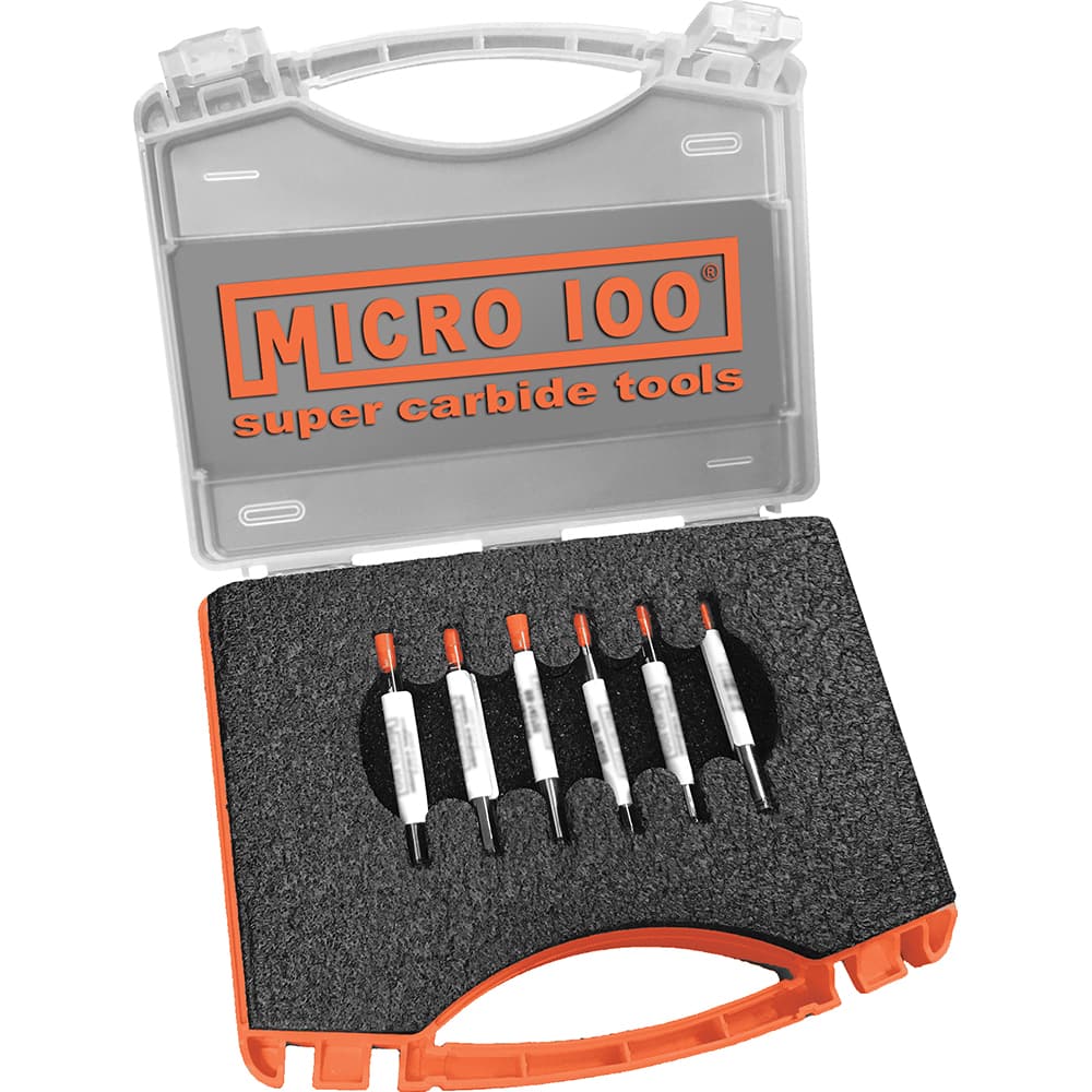 Micro 100 - Boring Bar Sets; Shank Diameter (Inch): 3/8 ; Minimum Bore Diameter - Smallest Bar (Inch): .320 ; Minimum Bore Diameter - Largest Bar (Inch): 0.3600 ; Maximum Bore Depth - Smallest Bar (Inch): 1/2 ; Maximum Bore Depth - Exact Tooling