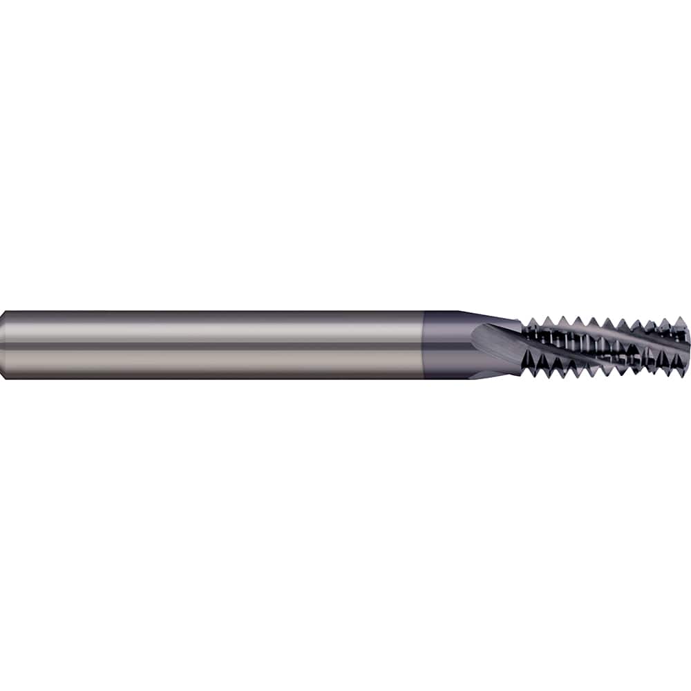 Micro 100 - 8-32 Internal/External 32 TPI 1/4" Shank 3-Flute Solid Carbide Helical Flute Thread Mill - Exact Tooling