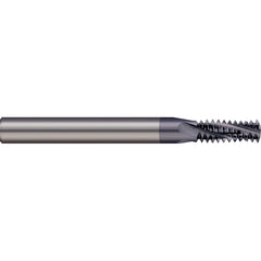 Micro 100 - 8-32 Internal/External 32 TPI 1/4" Shank 3-Flute Solid Carbide Helical Flute Thread Mill - Exact Tooling