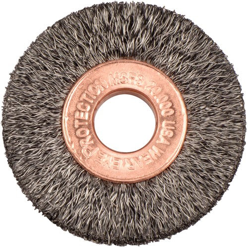 1-1/2″ Small Diameter Crimped Wire Wheel, .006″ Steel Fill, 3/8″ Arbor Hole - Exact Tooling