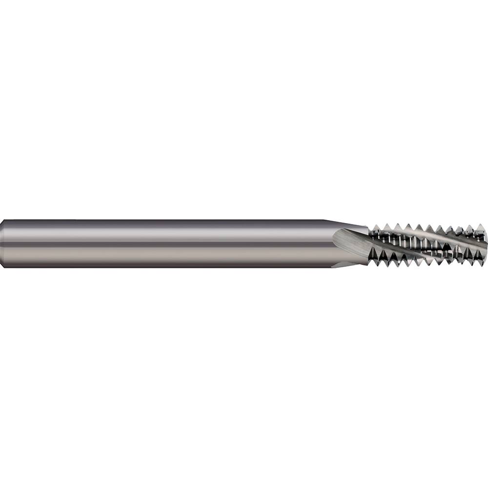 Micro 100 - 7/16-20 Internal/External 20 TPI 3/8" Shank 4-Flute Solid Carbide Helical Flute Thread Mill - Exact Tooling