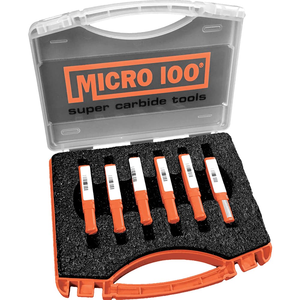 Micro 100 - Grooving Tool Sets; Material: Solid Carbide ; Minimum Shank Diameter (Inch): 1/4 ; Maximum Shank Diameter (Inch): 5/16 ; Overall Length (Inch): 2-1/2 ; Number of Pieces: 6.000 - Exact Tooling