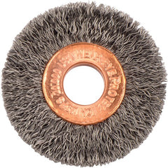 1-1/2″ Small Diameter Crimped Wire Wheel, .008″ Steel Fill, 3/8″ Arbor Hole - Exact Tooling