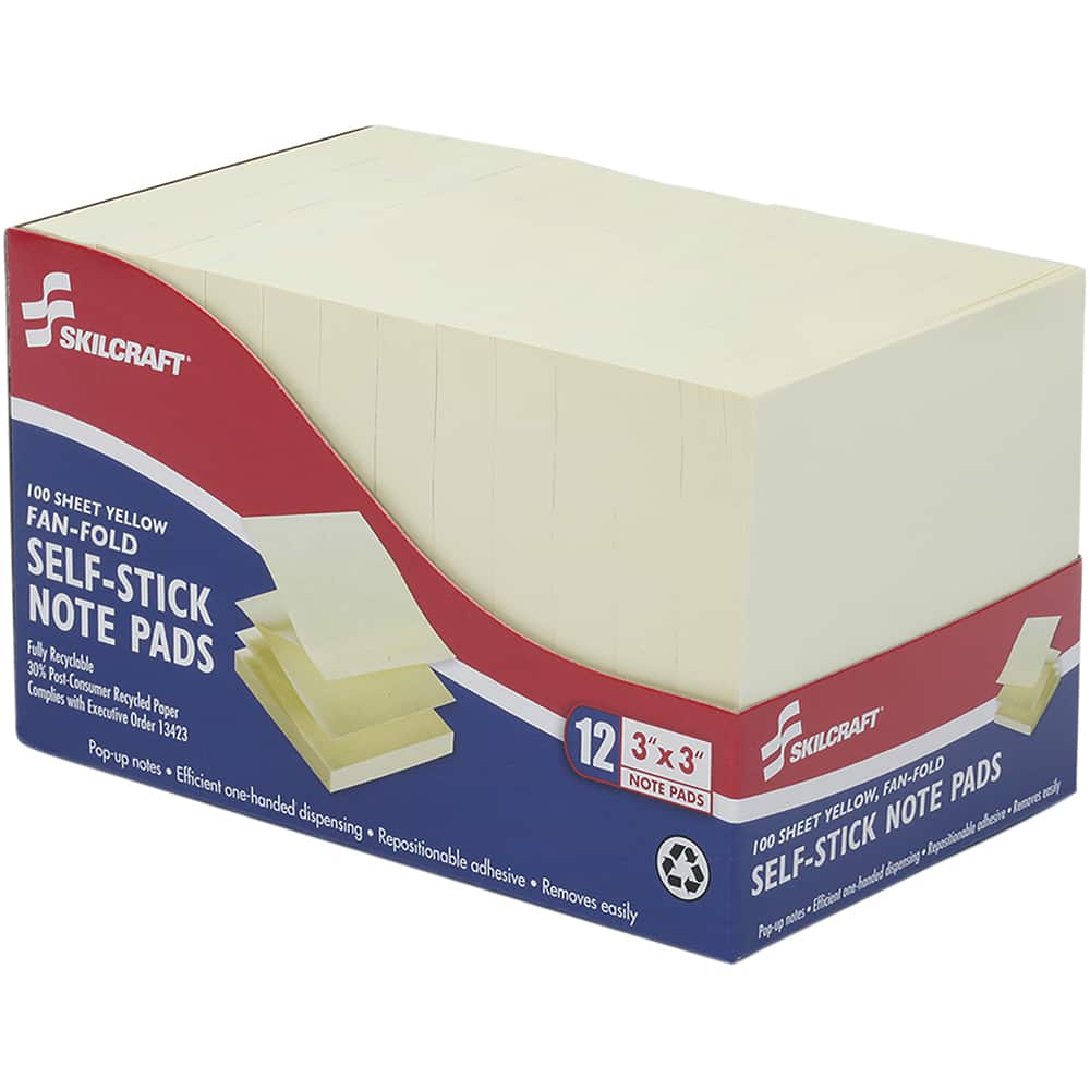 Ability One - Note Pads, Writing Pads & Notebooks; Writing Pads & Notebook Type: Self-Stick Notes ; Size: 3" x 3" ; Number of Sheets: 100 ; Color: Yellow - Exact Tooling