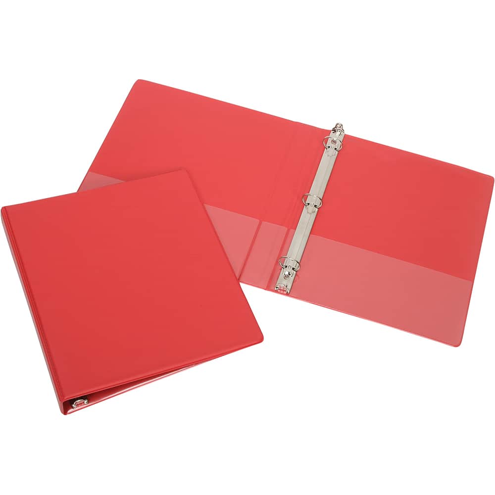Ability One - Ring Binders; Binder Type: Round Ring Binder w/o Label Holder ; Capacity: 2" ; Color: Red ; Material: Vinyl ; Size: 8-1/2 x 11" - Exact Tooling