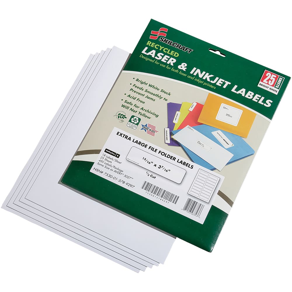 Ability One - Tabs, Indexes & Dividers; Indexes & Divider Type: End Tab Labels ; Size: 15/16 ; Number Of tabs: 1 ; Color: White ; Tab Color: White ; Tab Titles: Untabbed - Exact Tooling