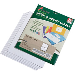 Ability One - Labels, Ribbons & Tapes; Type: Labels ; Color: White ; For Use With: Laser & Inkjet Printers ; Width (Inch): 8-1/2 ; Length (Inch): 11 ; Number of Labels: 25 - Exact Tooling