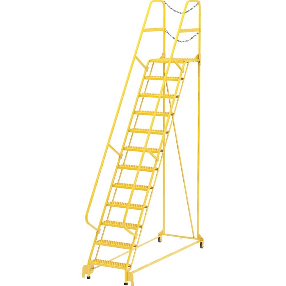 Vestil - Rolling & Wall Mounted Ladders & Platforms; Type: Maintenance Ladder ; Style: Portable Maintenance Ladder ; Number of Steps / Rungs: 12 ; Height (Inch): 156 ; Load Capacity (Lb.): 350.000 ; Base Width (Inch): 32 - Exact Tooling